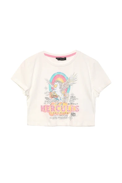 Quzu Unicorn Crop Bluz Ekru ürün görseli 1