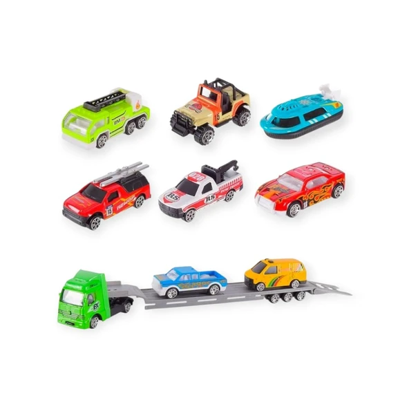 10 Parça Araç Taşıyan Tır Seti - Die Cast - DS047 - City ürün görseli 1
