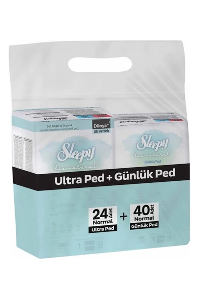 Sleepy Bio Natural Premium Plus Hijyenik Ped Normal 24'lü + Günlük Ped Normal 40'lı - Resim 2