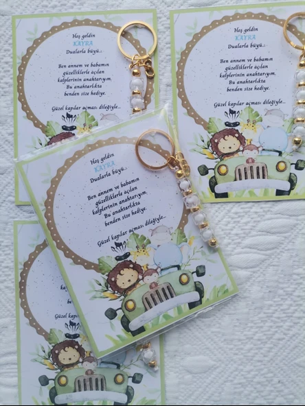 100 Adet İsme Özel Tasarım Beyaz Anahtarlık Hastane Yeni Doğan 40 Mevlidi Dağıtmalık Hediyelik - Resim 4