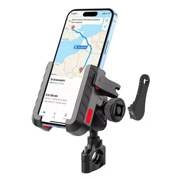 Titreşim Engelleyici Motosiklet Telefon Tutucu 360 C Döner Başlık, Hızlı Kilit Sistemli - 7