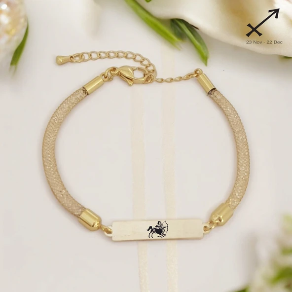 Burca Özel Dikdörtgen Motifli Hasır Kordonlu 14 Ayar Altın Plakalı Hediye Bileklik-402 ürün görseli