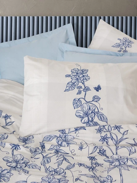Cotton Box Çift Kişilik Nevresim Takımı Linora Mavi - Resim 2