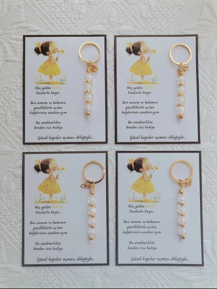 32 Adet İsme Özel Tasarım Beyaz Anahtarlık Hastane Yeni Doğan 40 Mevlidi Dağıtmalık Hediyelik - Resim 3