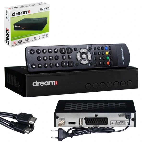 Dreamstar Ds-4000 Kasalı Uydu Alıcı Dijital Full Hd + Scart Youtube Destekli
