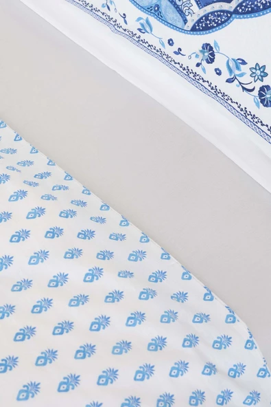 Idella Mavi %100 Pamuk Çift Kişilik Nevresim Takımı - Resim 3