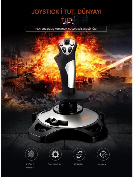 PXN 2113 Pro Uçuş Simülatör Joystick Kontrolcü Pc Uyumlu - Resim 2