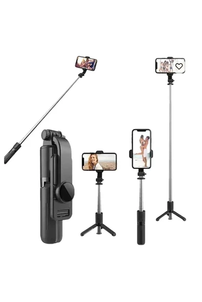 Bluetooth Kumandalı Tripodlu Selfie Çubuğu  100 cm Uzunluk, Katlanabilir ve Taşınabilir - 1