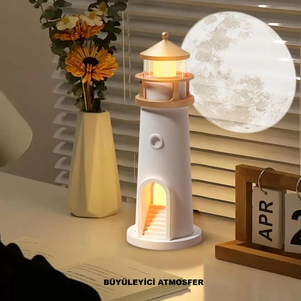 HyMark Deniz Feneri Projektör Ay LED Gece Lambası Kumandalı Kısılabilir Zamanlama - 5