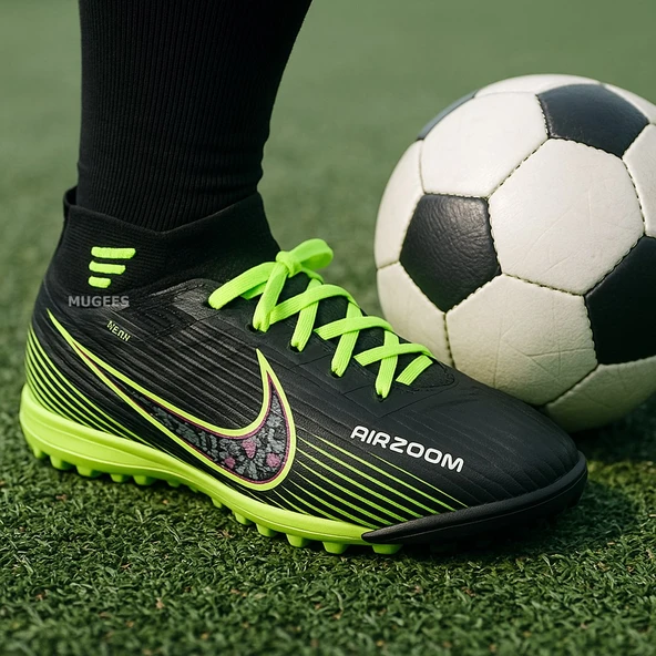 Siyah Sarı Çoraplı Halı Saha Futbol Ayakkabısı