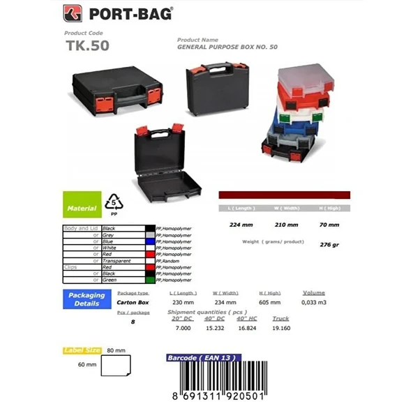 Port-Bag TK50 Çok Amaçlı El Aleti Çantası - Resim 4