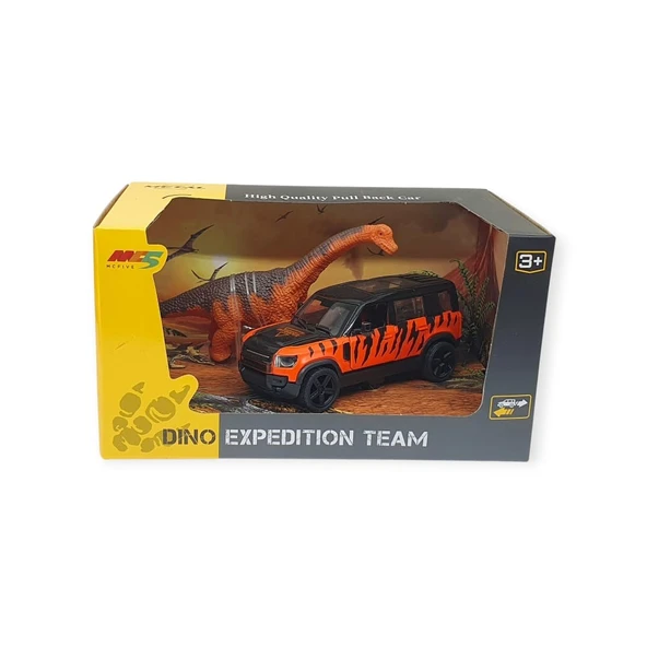 Çek Bırak Araç ve Dinazor  Oyun Seti - 6843-2D- Turuncu - Resim 2