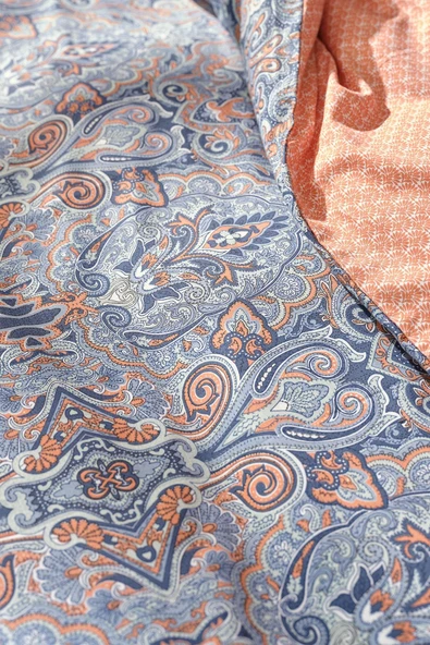 Evan Indigo Çift Kişilik %100 Pamuk Saten Nevresim Takımı - Resim 11