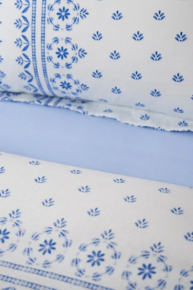 Pike Takımı %100 Pamuk Rnf Çift Kişilik Della Mavi - Resim 5