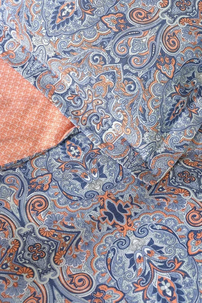 Evan Indigo Çift Kişilik %100 Pamuk Saten Nevresim Takımı - Resim 8