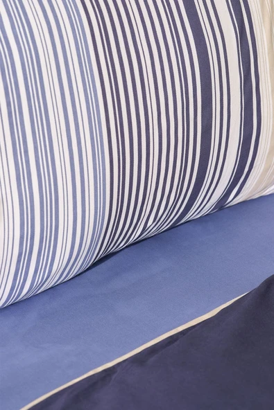 Karaca Home Nolan Mavi Çift Kişilik %100 Pamuk Saten Nevresim Takımı - Resim 10