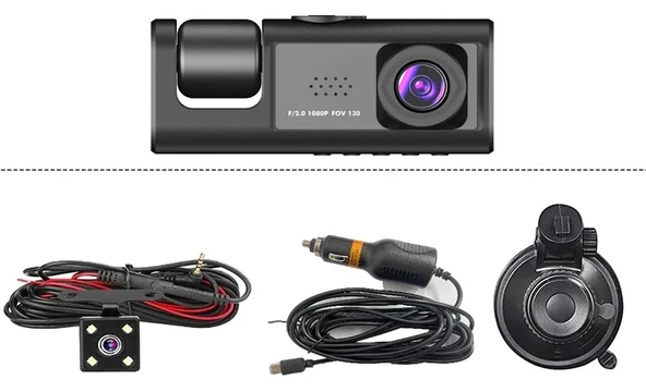 Ventus Mpia CC33 128GB 1080P Full Hd Araç Içi Kamera Ön Arka ve Iç Kayıt 3 Kamera Gece Görüşlü G Sensör Geniş Açı - 8