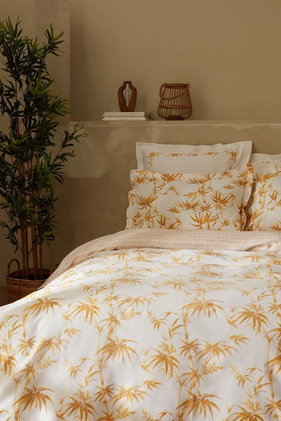 Doğasever Grove Bambu Çift Kişilik %100 Pamuk Nevresim Takımı Sarı - Resim 3