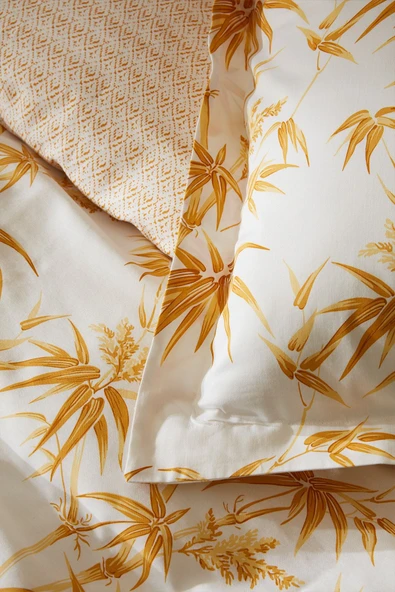 Doğasever Grove Bambu Çift Kişilik %100 Pamuk Nevresim Takımı Sarı - Resim 5