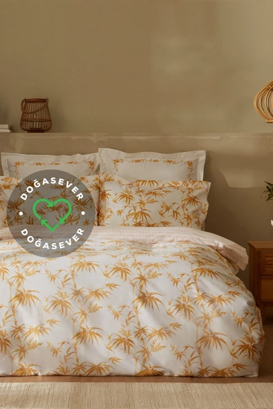 Doğasever Grove Bambu Çift Kişilik %100 Pamuk Nevresim Takımı Sarı - Resim 8