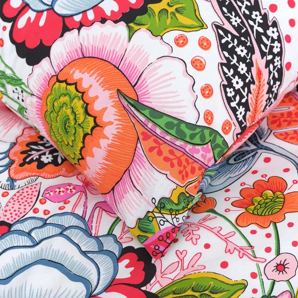 Sarah Anderson Mitsy Turuncu %100 Pamuk Çift Kişilik Nevresim Yastık Seti - Resim 6