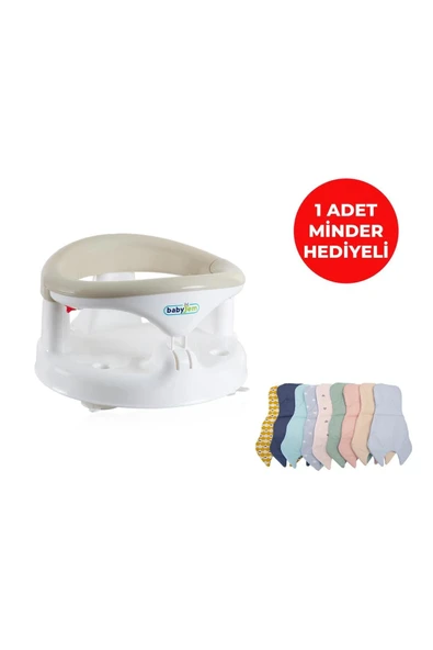 Babyjem Yandan Açılır Banyo ve Mama Oturağı & Minder 2'li Set Taş