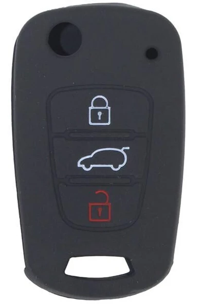 KONTAK ANAHTAR KUMANDA KORUYUCU KILIF SİLİKON SİYAH HYUNDAI ACCENT ERA-I20-I30-ELENTRA-TUCSON KIA RIO-CEED-PICANTO-SPORTAGE  HMA073-S ürün görseli