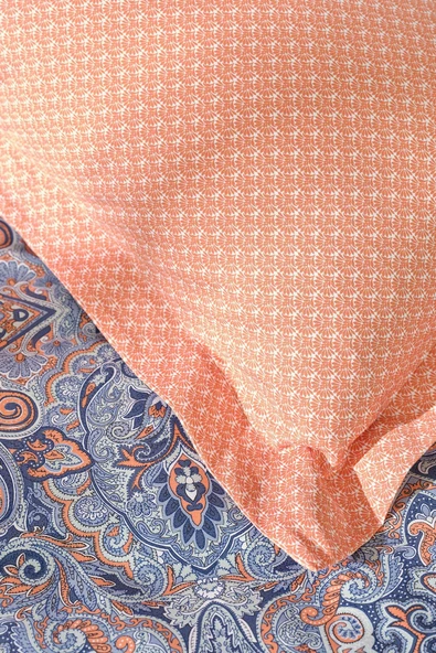 Evan Indigo Çift Kişilik %100 Pamuk Saten Nevresim Takımı - Resim 4