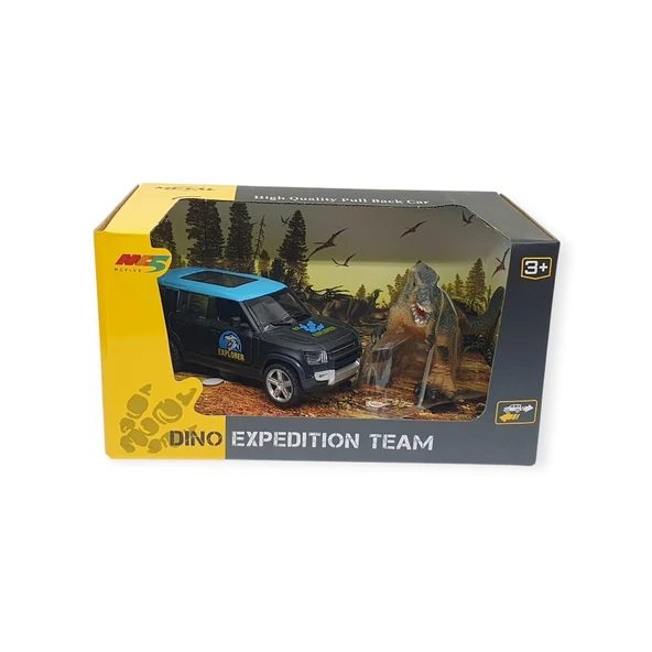 Çek Bırak Araç ve Dinazor Oyun Seti - 6843-2D- Mavi - 2