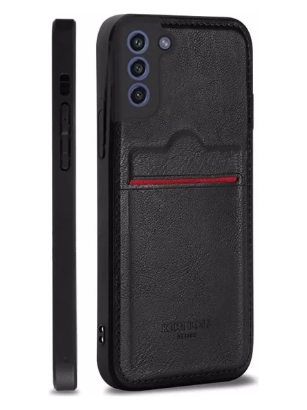 Samsung S22 Plus Kartlıklı Deri Kılıf Siyah ürün görseli 1