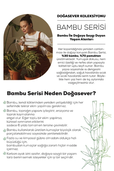 Doğasever Grove Bambu Tek Kişilik Nevresim Takımı Mercan - Resim 6