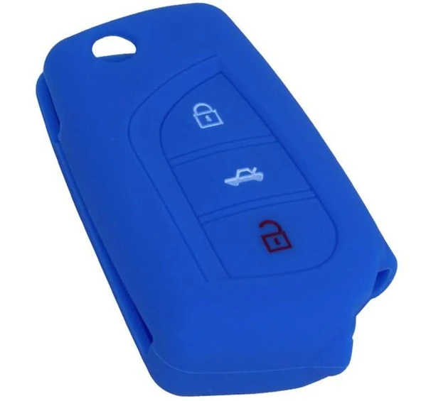 KONTAK ANAHTAR KUMANDA KORUYUCU KILIF SİLİKON 3 TUŞ MAVİ TOYOTA AURIS  HMA141-M ürün görseli