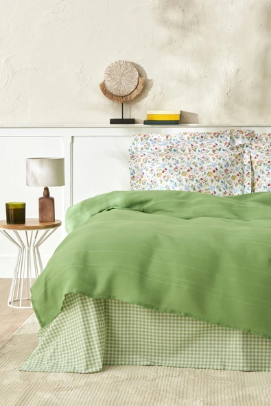 Noya %100 Pamuk Tek Kişilik Pike Takımı Yeşil - Resim 9