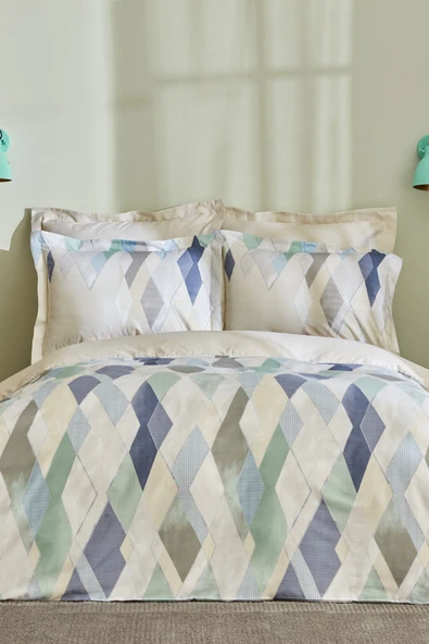 Lauro %100 Pamuk Saten Çift Kişilik Nevresim Takımı Gri - Resim 2