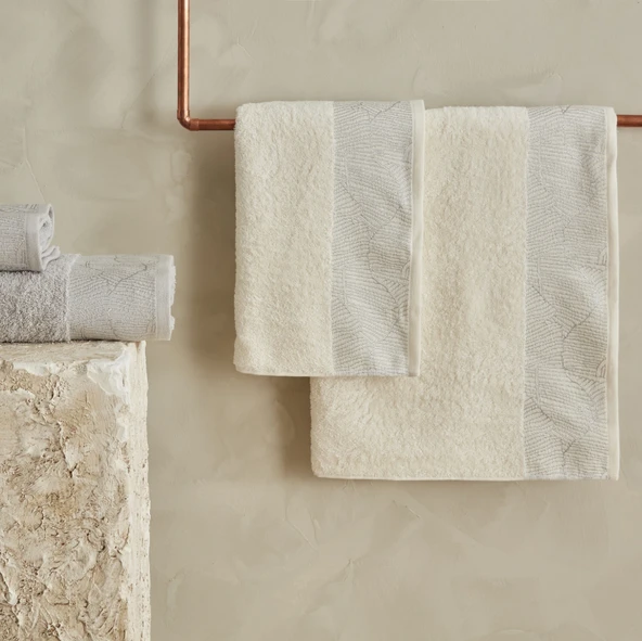 Karaca Home Edna 4 Parça Banyo/Baş Havlusu Hamam Seti Blush Gri - Resim 3