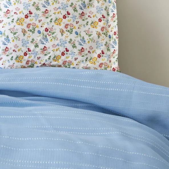 Karaca Home Noya %100 Pamuk Tek Kişilik Pike Takımı Mavi - Resim 8