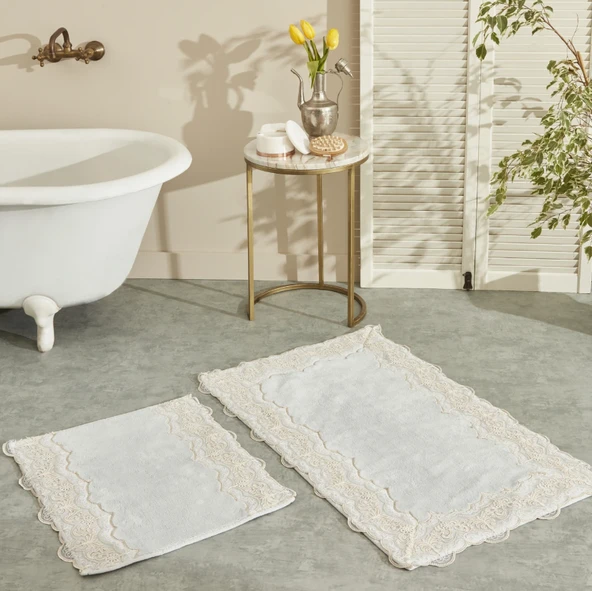 Karaca Home Mathilda Fransız Dantelli Paspas Set 60x100 cm 50x60 cm Gold - Resim 3