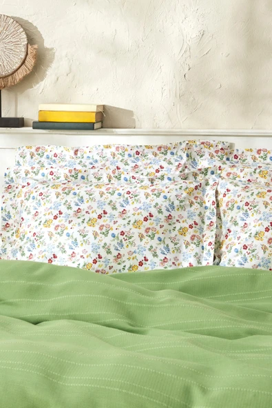 Noya %100 Pamuk Tek Kişilik Pike Takımı Yeşil - Resim 3