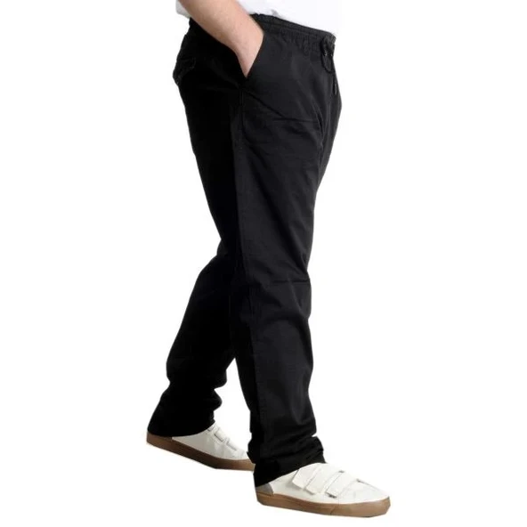 Büyük Beden Pantolon Gabardin Kargo Düz Paça Jogger Doğa 21928 Siyah - 2