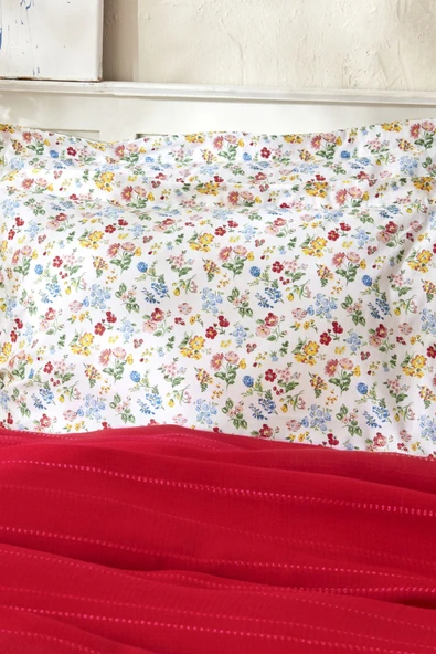 Noya %100 Pamuk Tek Kişilik Pike Takımı Kırmızı - Resim 3