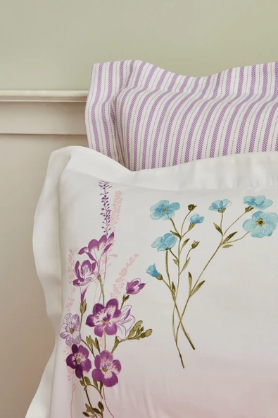 Karaca Home Loris Lila Çift Kişilik %100 Pamuk Saten Nevresim Takımı - Resim 9