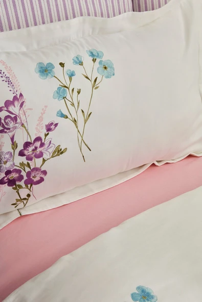 Karaca Home Loris Lila Çift Kişilik %100 Pamuk Saten Nevresim Takımı - Resim 4
