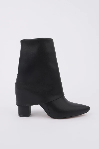 Muggo İMPERA Sivri Burun Kalın Topuklu Fermuarlı Kadın Bot - 7