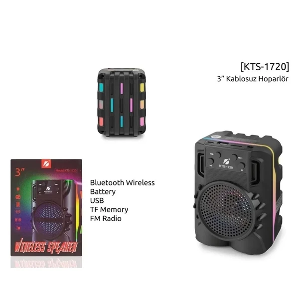 Polygold KTS-1720 Rgb Işıklı 3’’İnç Bluetooth Hoparlör Speaker - 3