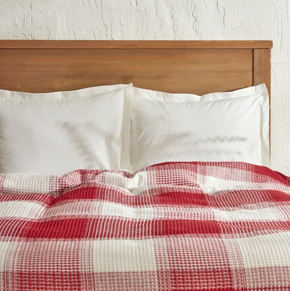 Karaca Home Flow Ekose Tek Kişilik Waffle Pike 160x230 cm Kırmızı - Resim 6