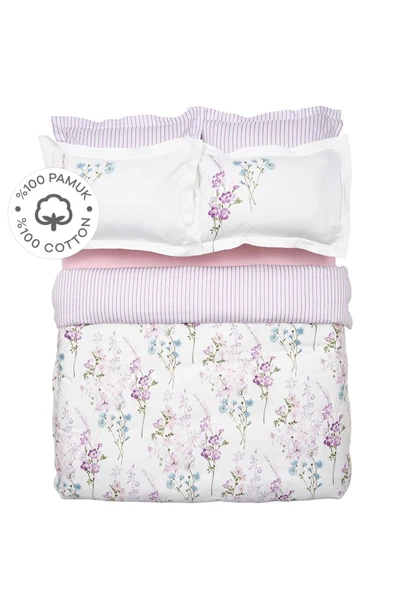 Karaca Home Loris Lila Çift Kişilik %100 Pamuk Saten Nevresim Takımı - Resim 6