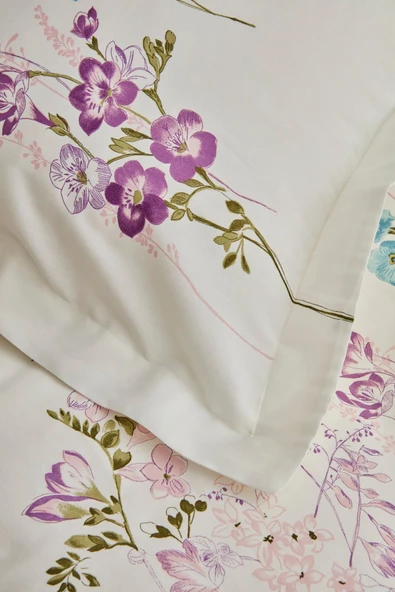 Karaca Home Loris Lila Çift Kişilik %100 Pamuk Saten Nevresim Takımı - Resim 10