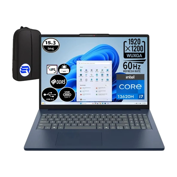 Lenovo Ideapad Slim 3 83K10061TREP3 I7-13620H 24GB Ram 512GB SSD Wuxga 15.3" IPS WIN11 Pro + Elektropasaj Çanta