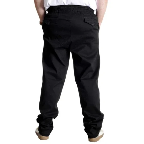 Büyük Beden Pantolon Gabardin Kargo Düz Paça Jogger Doğa 21928 Siyah - 4