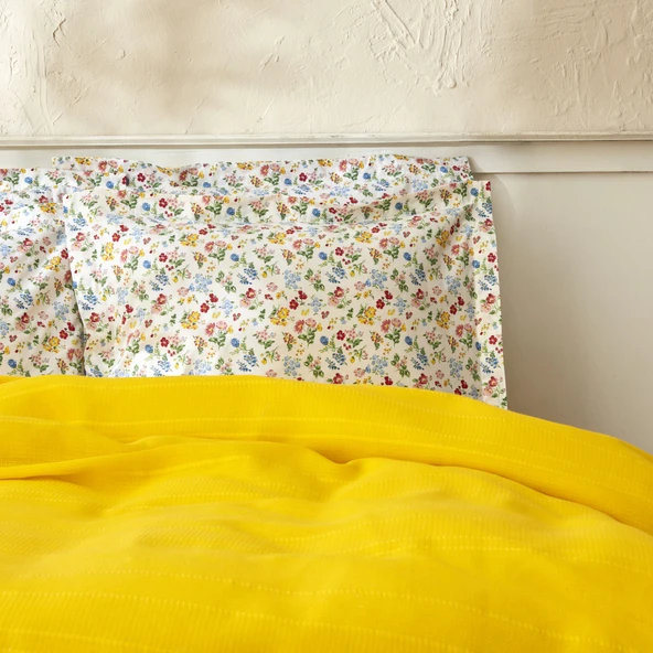 Karaca Home Noya %100 Pamuk Tek Kişilik Pike Takımı Sarı - Resim 2